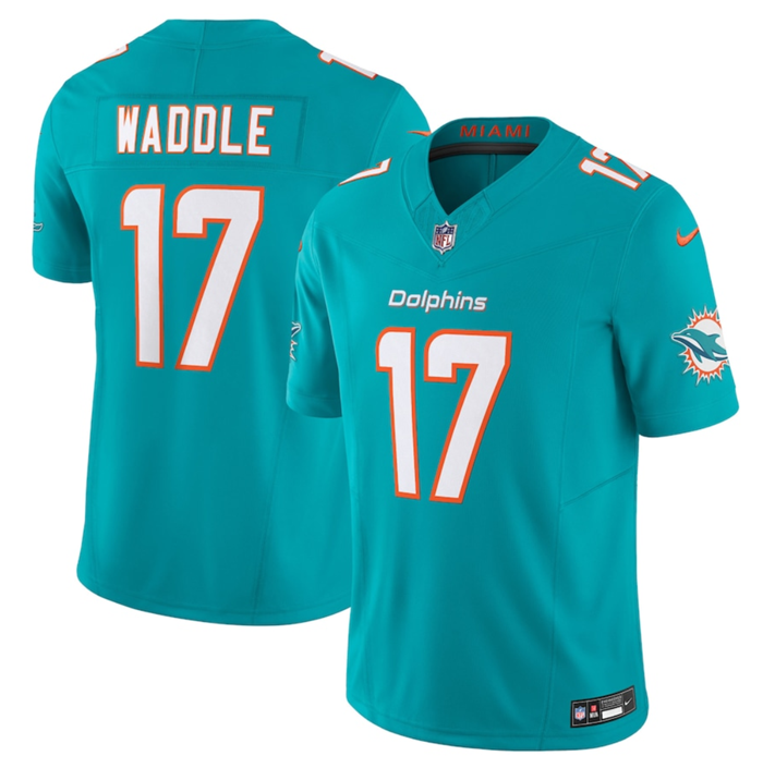 Miami Dolphins #17 Jaylen Waddle Aqua 2023 F.U.S.E Vapor Limited Stitched Football Jersey